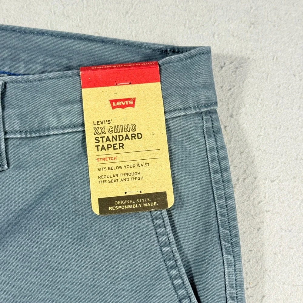Levis XX Chino Standard Taper Pants Mens 36x32 Blue Grey Stretch 85226-0063 NWT